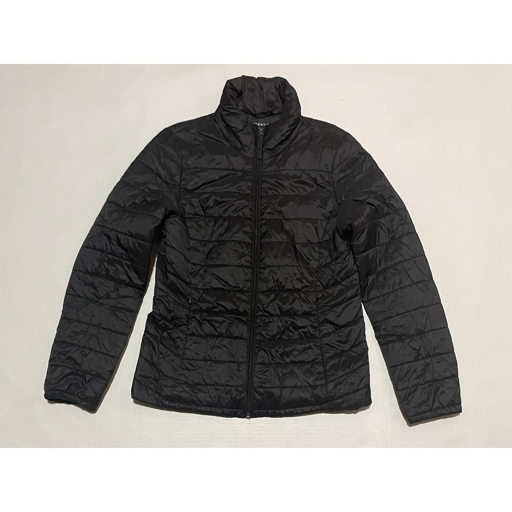 Attention Windbreaker Puffer Jacket Womens Size Small Black Lightweight Fleece